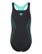 Arena Girl's Arena Reflecting Swimsuit Swim Pro Back Nav Svart