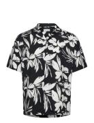 Jack & J S Jjejeff Aop Resort Shirt Ss Sn Svart