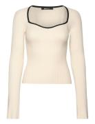 Gina Tricot Contrast Knitted Top Kräm