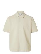 Selected Homme Slhrelaxben Seersucker Ss Jersey Shirt Beige