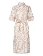 GANT Rel Palm Print Linen Shirt Dress Beige