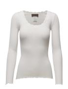 Rosemunde Rwbabette Silk Ls U-Neck Lace T-Shi Vit