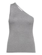 Selected Femme Slflura Lurex Shoulder Knit Top Grå