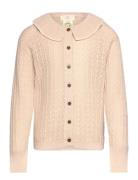 Copenhagen Colors Pointelle Knitted Cable Cardigan W. Collar Beige