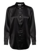 ONLY Onlvictoria Ls Loose Satin Shirt Nooswvn Svart