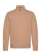 Polo Ralph Lauren Double-Knit Mesh Quarter-Zip Pullover Beige