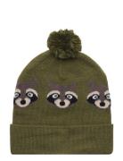 Lindex Knitted Beanie Jaquard Animal Grön