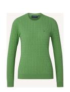 Lexington Clothing Marline Organic Cotton Cable Knitted Sweater Grön