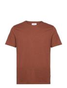 Lindbergh Mouliné O-Neck Tee S/S Brun