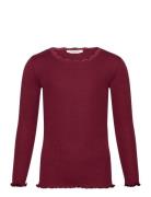 Rosemunde Kids Rkbeatha Ls Lace Top Burgundy