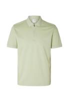 Selected Homme Slhfave Zip Ss Polo Noos Grön