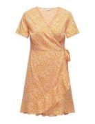 ONLY Carmakoma Carlivia S/S Wrap Knee Dress Wvn Noos Orange