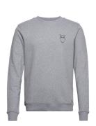 Knowledge Cotton Apparel Elm Small Print Owl Sweat - Gots/Ve Grå