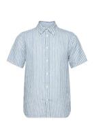 Les Deux Kris Linen Ss Shirt Blå