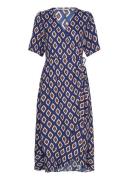 ONLY Onlleah S/S Wrap Midi Dress Ex Ptm Marinblå