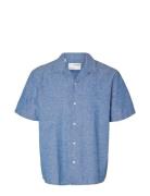 Selected Homme Slhrelaxnew-Linen Shirt Ss Resort Blå