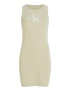 Calvin Klein Jeans Archival Monologo Rib Tank Dress Grön