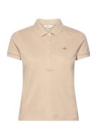 GANT Slim Sheild Cap Sleeve Pique Polo Beige