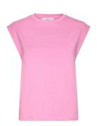 Mango Rounded Neck Cotton T-Shirt Rosa