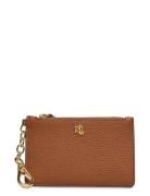 Lauren Ralph Lauren Pebbled Leather Zip Card Case Brun