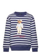 Ralph Lauren Kids Striped Polo Bear Fleece Sweatshirt Blå