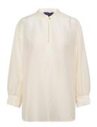 GANT D2. Lyocell Silk Pop Over Blouse Vit