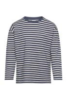 Lindex Top Ls Essentials Stripe Marinblå