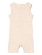 Copenhagen Colors Striped Short Romper Beige