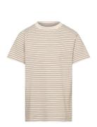 Huttelihut T-Shirt Ss Striped Rib Beige