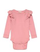 Petit Piao Body L/S Modal Frill Rosa