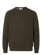 Selected Homme Slhross Ls Knit Structure Crew Neck Noos Grön