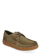 Bianco Biaasher Moc Toe Lace Up Shoe Suede Khaki Green