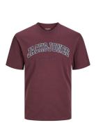 Jack & J S Jjecaleb Varsity Tee Ss O-Neck Noos Burgundy