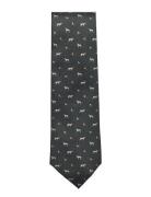 Mango 100% Mulberry Silk Printed Tie Khaki Green