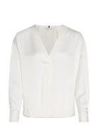 Tommy Hilfiger Rwb Stitch V-Neck Ls Blouse Vit