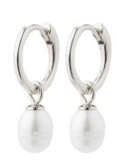 Pilgrim Berthe Recycled Pearl Hoop Earrings Silver