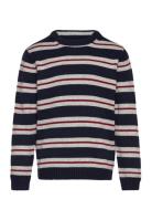 Mango Striped Knit Sweater Marinblå