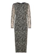 Mango Animal-Print Midi-Dress Svart