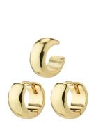 Pilgrim Pace Recycled Hoop And Cuff Earrings Guld