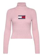 Tommy Jeans Tjw Melange Trtlnck Flag Sweater Rosa