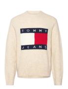 Tommy Jeans Tjm Reg Melange Flag Sweater Kräm