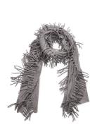 Davida Cashmere Scarf Fringes Grå