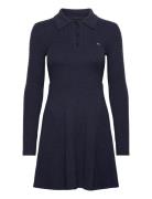 Tommy Jeans Tjw F&F Polo Cable Sweater Dress Marinblå