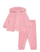 Ralph Lauren Baby Velour Hoodie & Jogger Pant Set Rosa