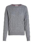 Tommy Hilfiger Soft Wool Cable C-Nk Grå