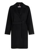 Tommy Hilfiger Reg Df Wool Belted Coat Svart