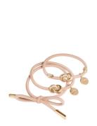 Corinne Hair Tie Metal Details 3-Pack Rosa