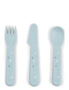 D By Deer Foodie Cutlery Set Happy Dots Blå