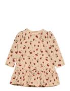 Petit Piao Dress L/S Gather Printed Beige