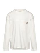 Mango Long Sleeve Cotton T-Shirt Vit